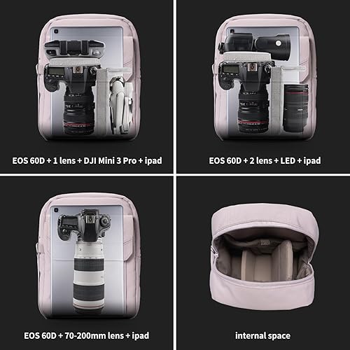 Miniatura 36 de TULLIO Bolsa para cámara pequeña de lona, bolso cruzado impermeable para cámara DSLR para fotógrafo Verde militar,Negro-Gris,Blanco apagado,Verde