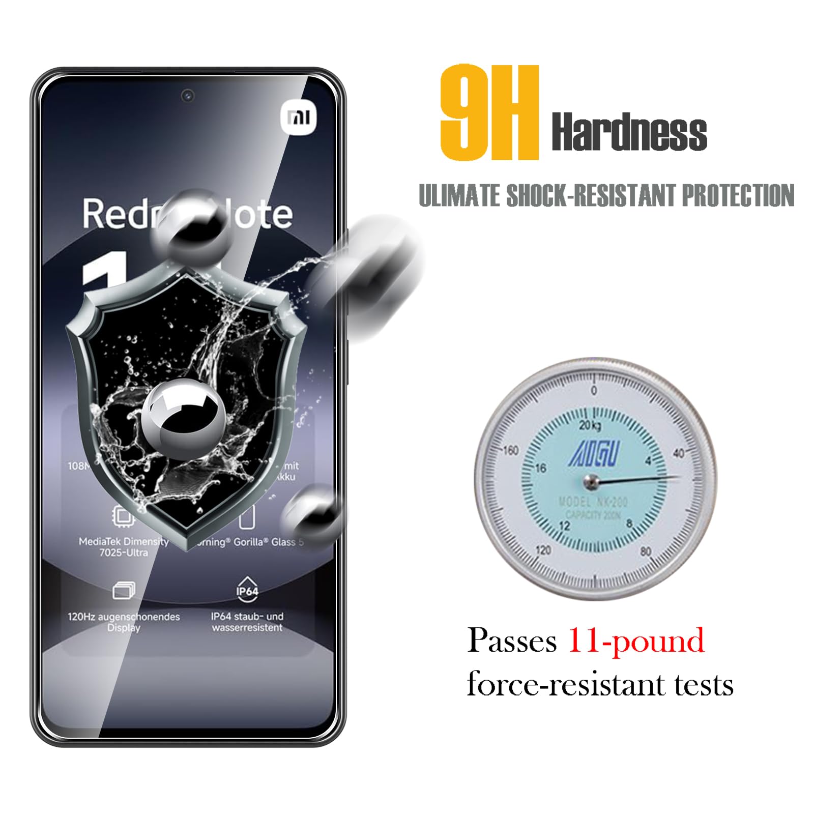 GEEMEE 2 2 Pezzi Pellicola Vetro Temperato per Xiaomi Redmi Note 14 5G, Pellicola Protettiva Pellicola Fotocamera, Durezza 9H HD Anti Graffi Anti-Impronte Protettiva Protezione Schermo