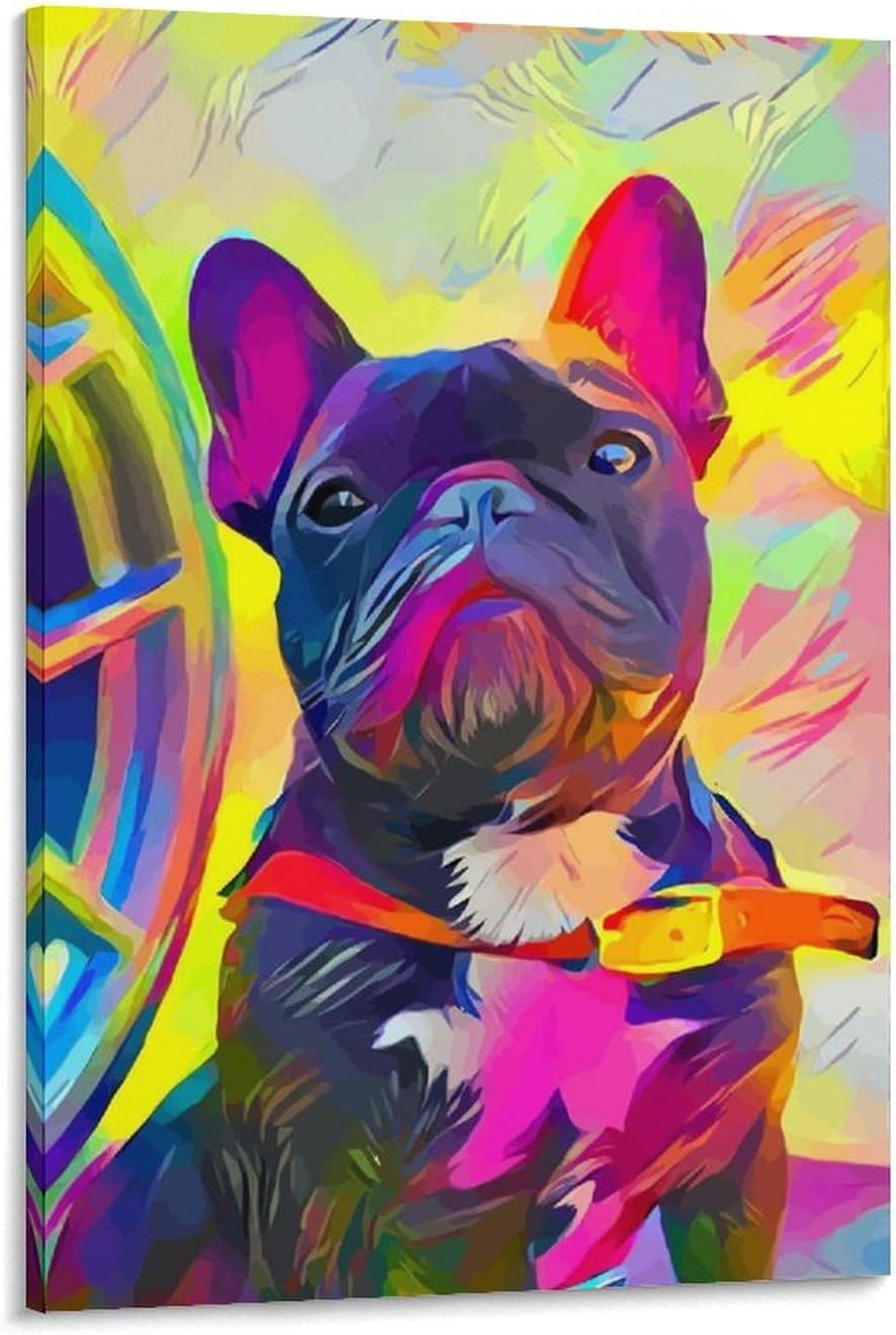 フレンチブルドッグウォールアートキャンバス絵画ポスター プリント キャンバス 絵画 壁アート モダン ホーム装飾 ぶら下がる ポスタ