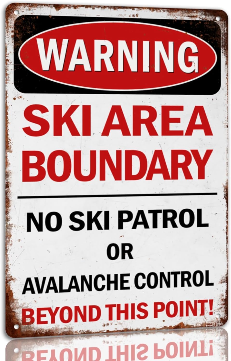 Yepyayqvk Tin Sign 742 Warning Ski Area Boundary Tin Sign Vintage Ski Lodge Decor And Cabin Wall Decor, Snow Skiing Accessories, Mountain House Winter Sports Ski Patrol Stuff, Great Skiers Gift Sign 6X8 Inch