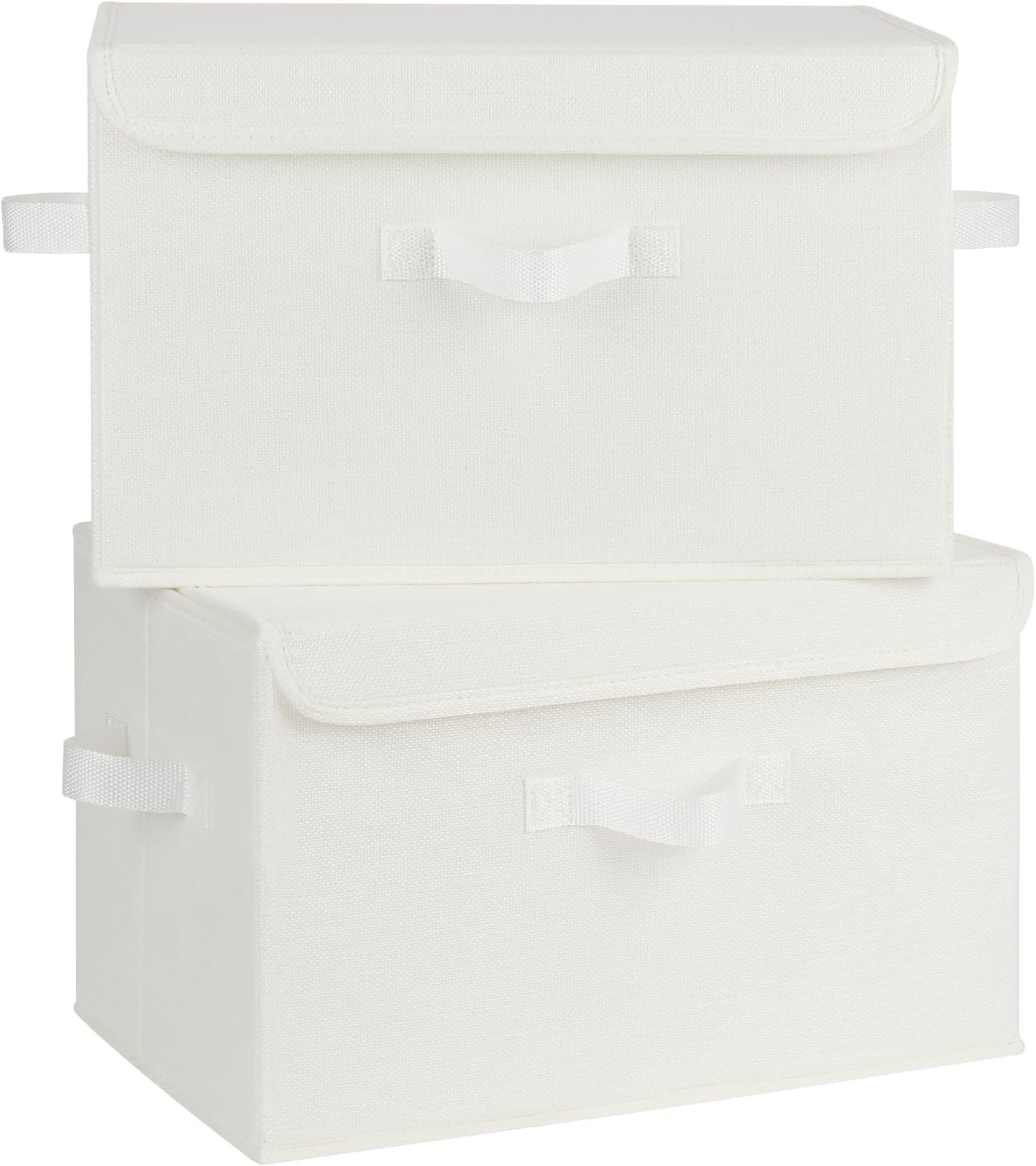 GRANNY SAYS Fabric Storage Boxes, Pack of 2 Closet Storage Organizers for Clothes, Storage Bins with Lids, Large Storage Boxes for Organizing Wardrobe Bookshelf, Organiser Box with Lid, White