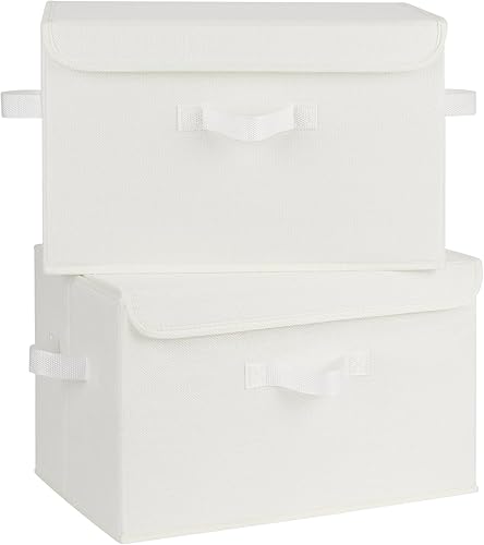 Miniatura 15 de GRANNY SAYS Contenedores de almacenamiento de tela con tapas, cajas de almacenamiento decorativas con asas de poliuretano, caja de memoria de Verde