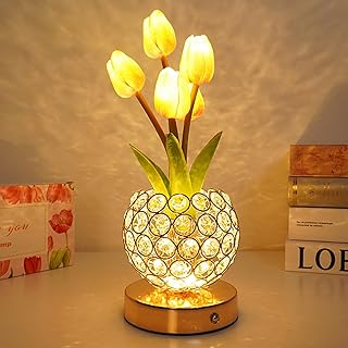 Tulip Flower Lamp,4000mAh Rechargeable Cordless Lamp with 3-Colour Stepl...