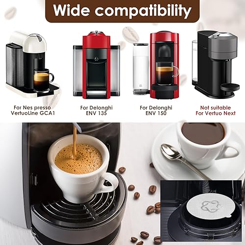 Miniatura 4 de 4 cápsulas de café reutilizables para Nespresso Vertuo con tapas de silicona, cuchara y cepillo, cápsulas de café recargables de grado alimenticio