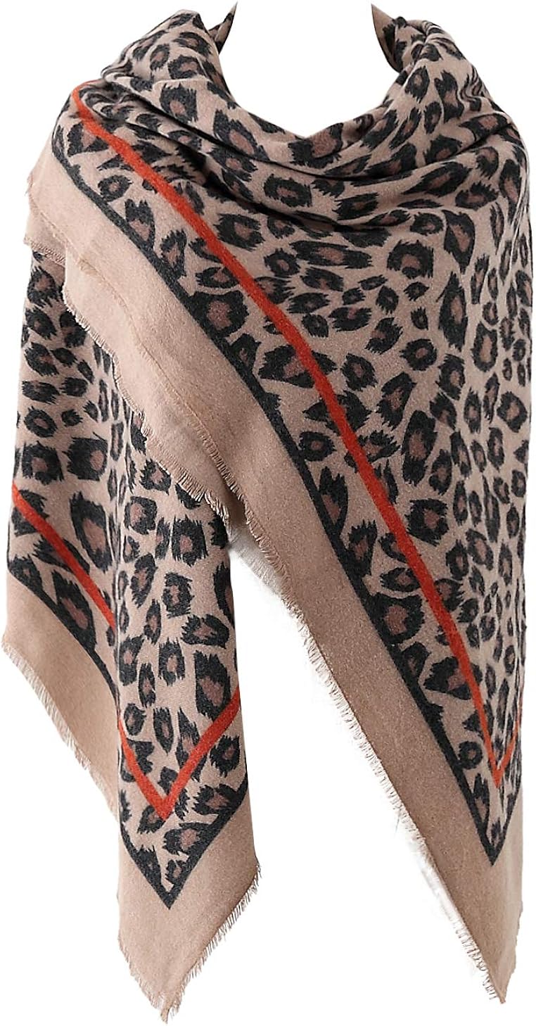 Women's Leopard Print Blanket Square Wrap Scarf