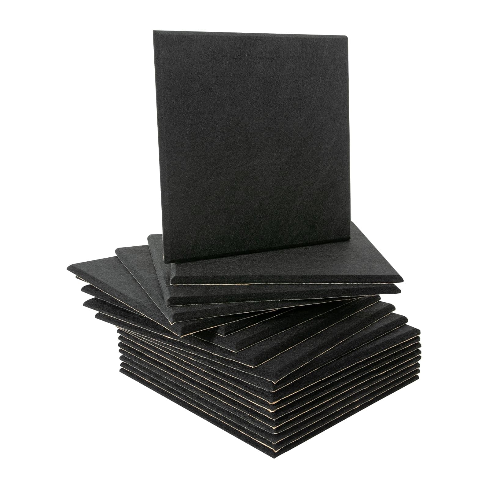 Lot de 18 Panneaux Acoustiques Carrées Auto-Adhésifs, Panneaux Muraux Phoniques en Polyester, Isolation Acoustique Haute Densité, Pour Salon, Bureau, Studio, 30 × 30 × 0,9 cm (Noir)