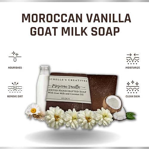 Vista 2 de Michelle's Creatives Moroccan Vanilla and Goat Milk Soap Bar - Handmade Soap For Sensitive Skin - Vegan and Natural Soap For Women Made in USA