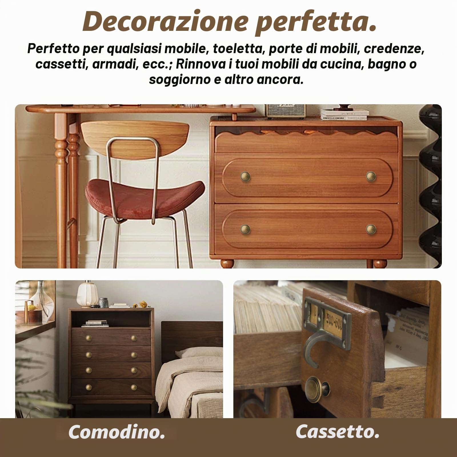 6 Pz Pomelli per Mobili Vintage, 30 mm Pomelli per Cassetti, Pomello per Mobili Vintage Bronzo Rotonde, Maniglia Maniglie Mobili Cucina per Porte Armadio Cassetto Ante di Mobile