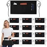 DUSKCOVE 12 Pack Server Aprons with 3 Pockets - Waitress Half Aprons for Women Men Water Resistant with Long Waist Strap