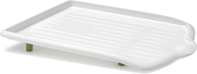 Addis Sink Side Drip Sloping Draining Tray with Soft Touch Feet, White/Green, 45 x 39 x 5 cm