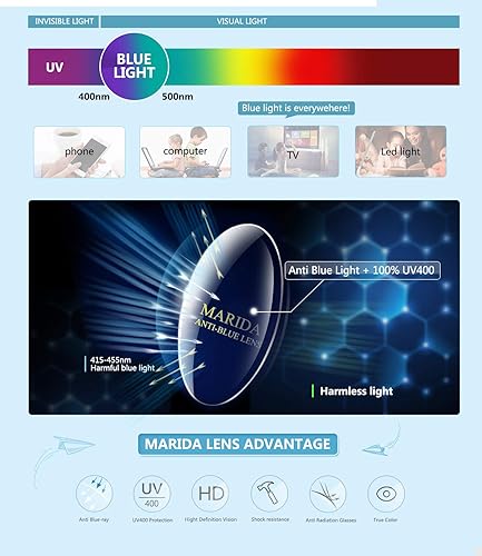 Miniatura 4 de MARIDA Gafas de bloqueo de luz azul para niños, paquete de 2