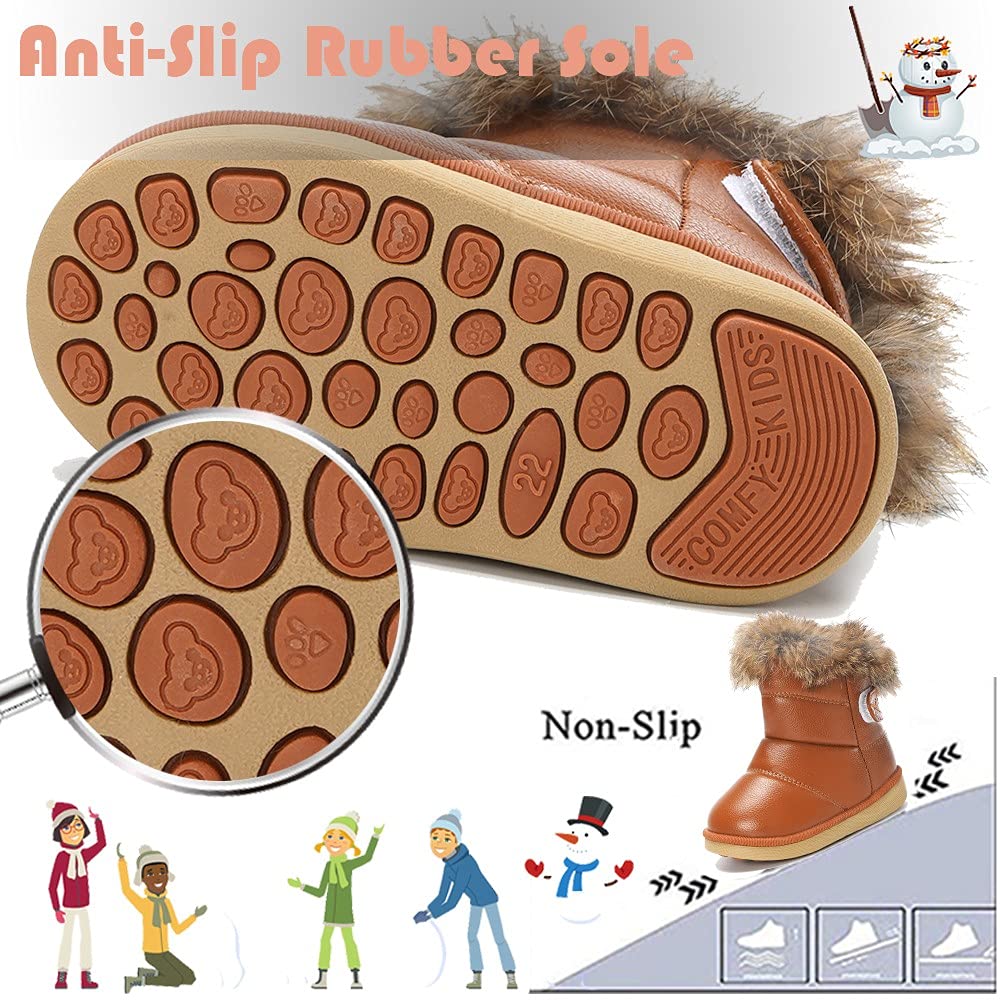 Gaatpot Stivali per Bambine e Ragazze Stivaletti da Neve Scarpe con Invernali Stivale con Imbottitura Calda Impermeabili PU Unisex – Bambini