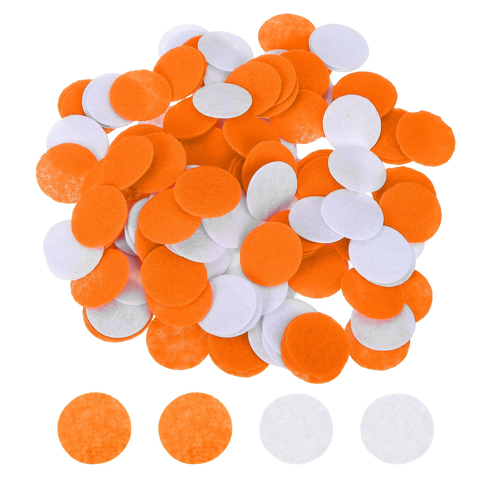 PATIKIL 30mm 1-3/16" Round Felt Circles, 200 Pcs Non-Woven Pre Cut Craft Pads Felt Fabric Circles for DIY Crafts Projects Sewing Handcraft Making, White/Orange