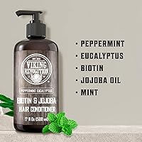 Vista 2 de Viking Revolution Biotin - Acondicionador para hombre, eucalipto y menta con aceites de jojoba y menta, para cabello seco (17 onzas)