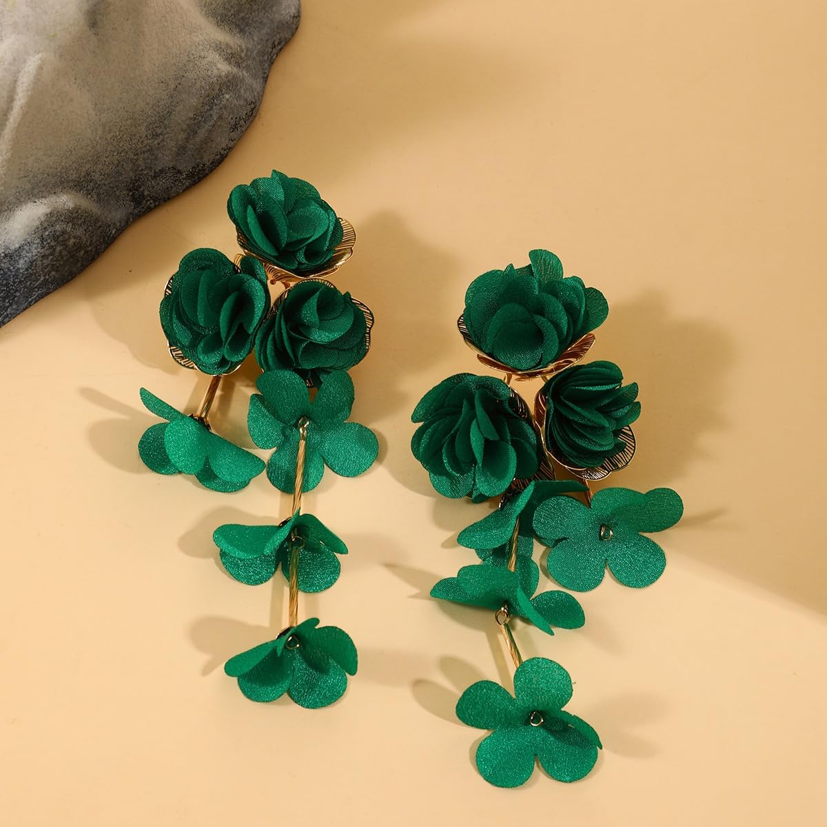 Fabric Flower Earrings for Women Colorful Long Tassel Floral Drop Earrings Fashion Boho Exaggerated Statement Beach Party Jewelry - Image 7