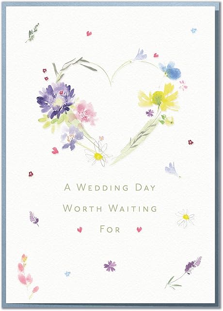 A Wedding Day Worth Waiting For. Beautiful Floral Wedding Card