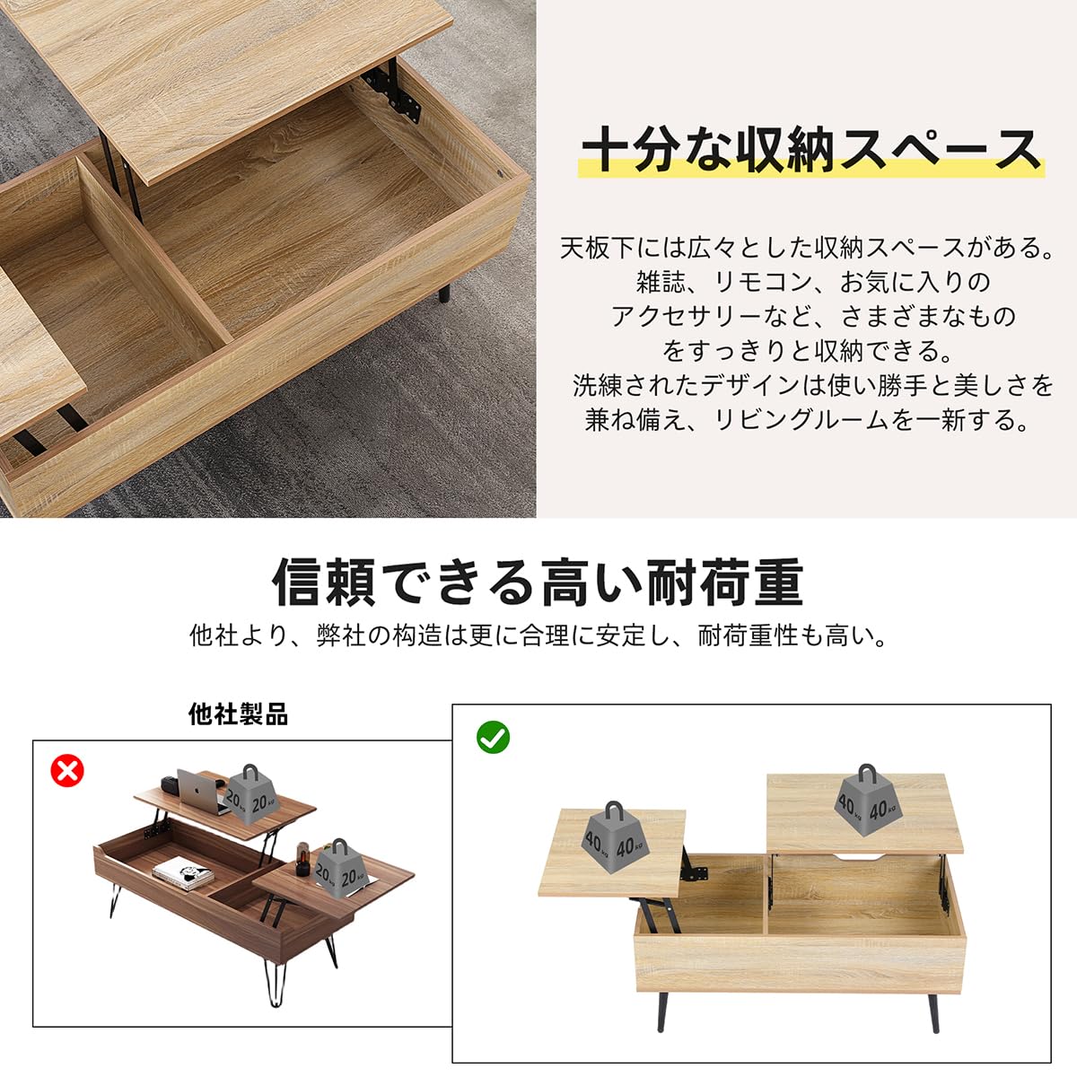 Amazon.co.jp: Bennbari ローテーブル 昇降式テーブル 一人暮らし