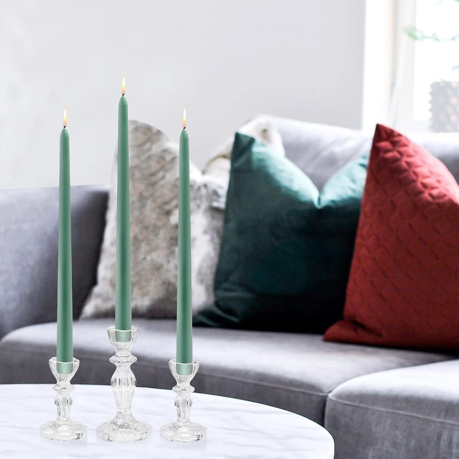 Glass Candlestick Holders Set of 3, Clear Candle Holder Taper Candle Holders for Candlesticks, Table Centerpiece, Home Decor,Wedding, Birthday, Party, Christmas