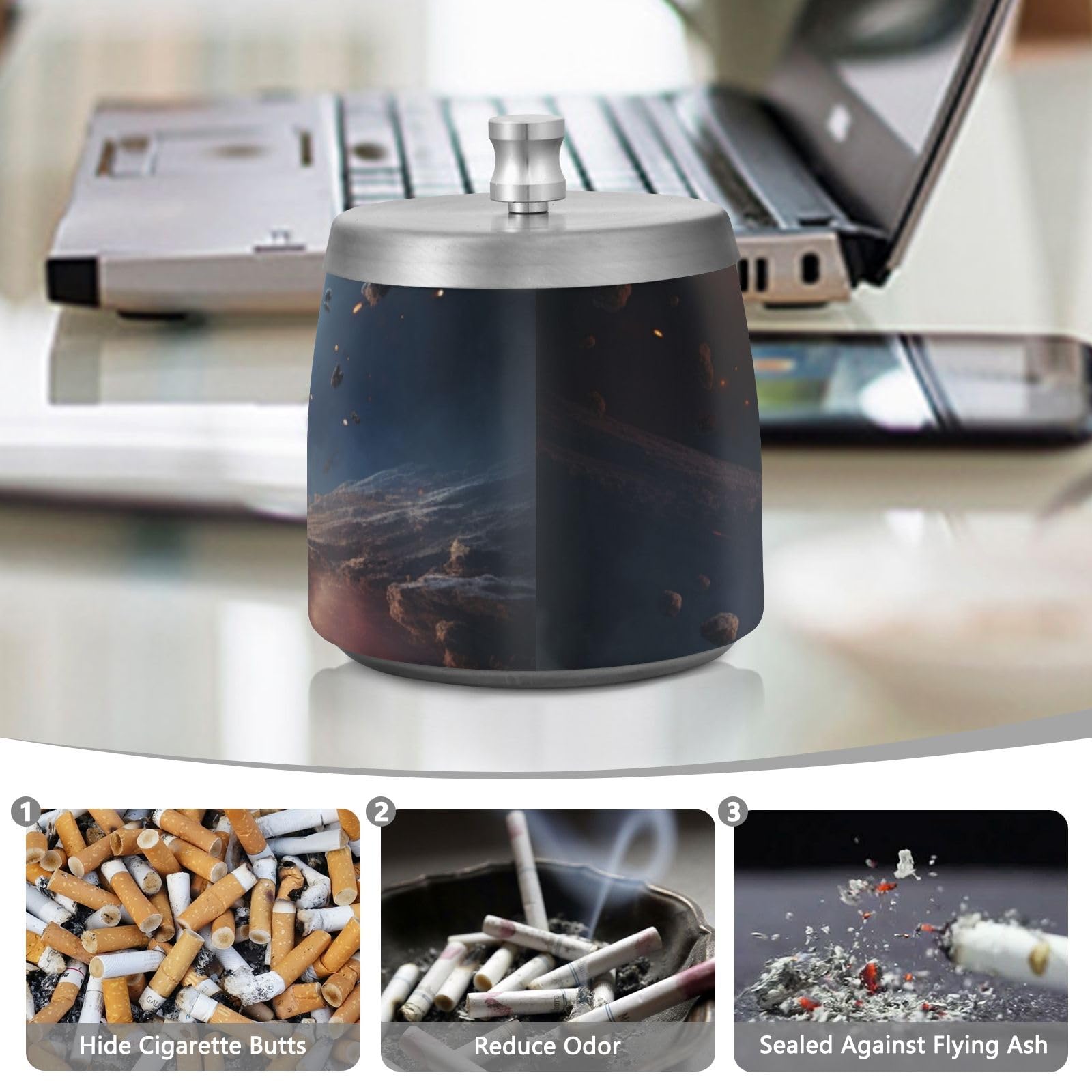 Amazon.com: PDZRMY Asteroid Space Explosion Ashtray with Lid for