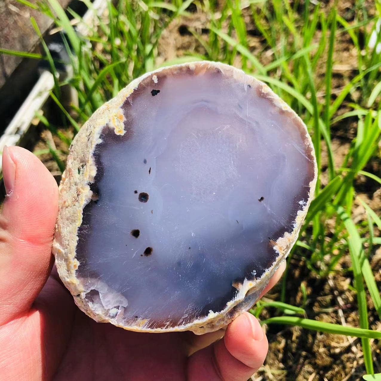 Rare Natural Enhydro Moving Bubble Agate Crystal Stone for Healing 1PC (670-730g)