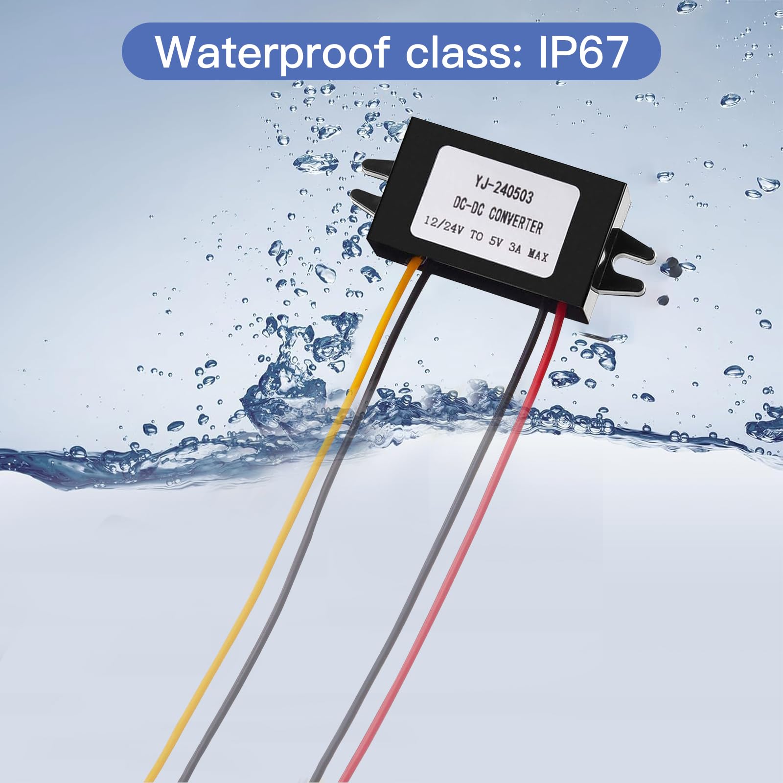 Convertitore Impermeabile 12v, Convertitore da 12V a 5V 3A, Step Down, Trasformatore 3A