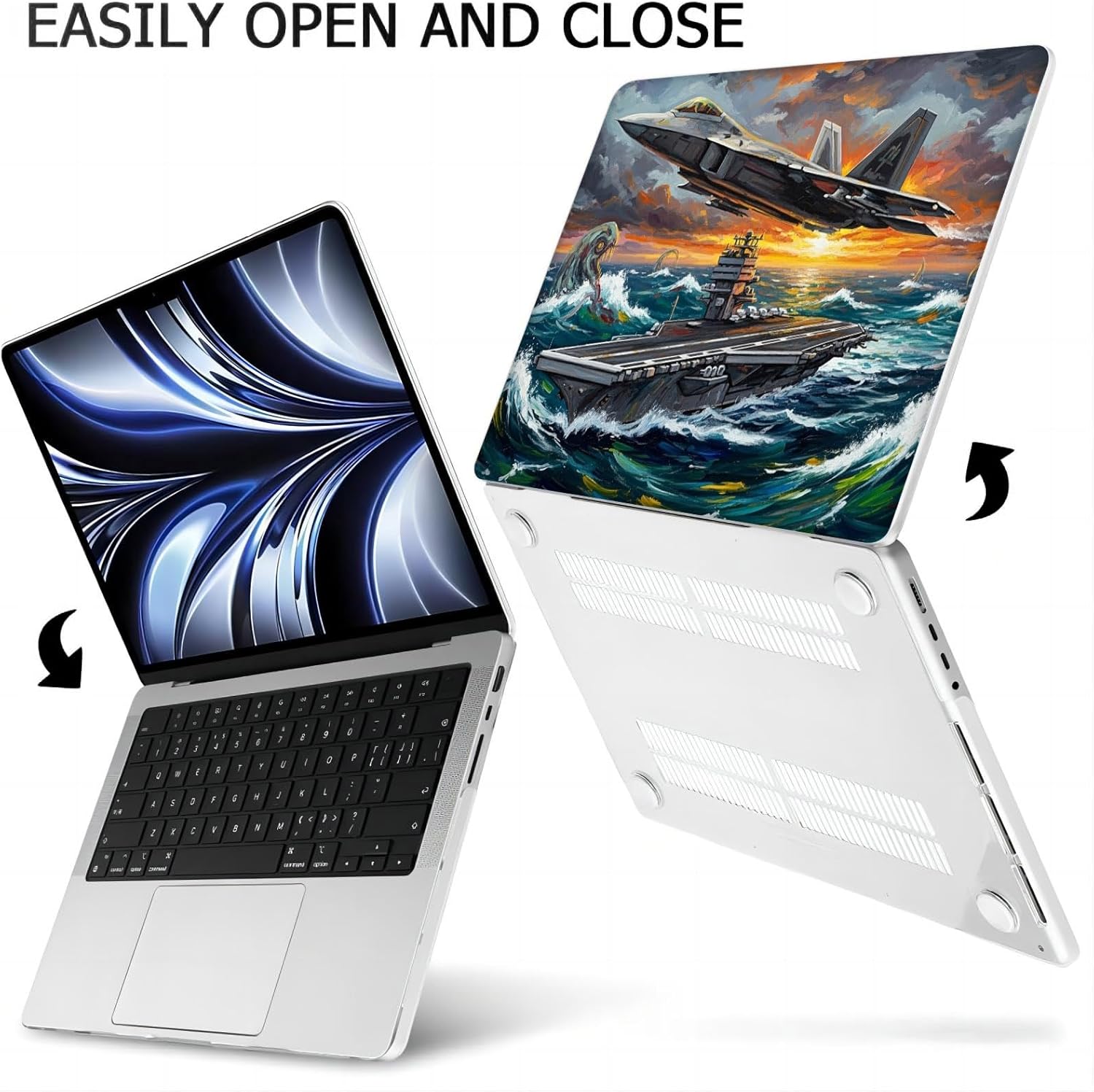 Compatible with MacBook Neo 13-inch, Hard Shell Case with Keyboard Cover and Screen Protector (A3404 A18 Pro chip, 2026 Release) - Fighter Jet MC21050