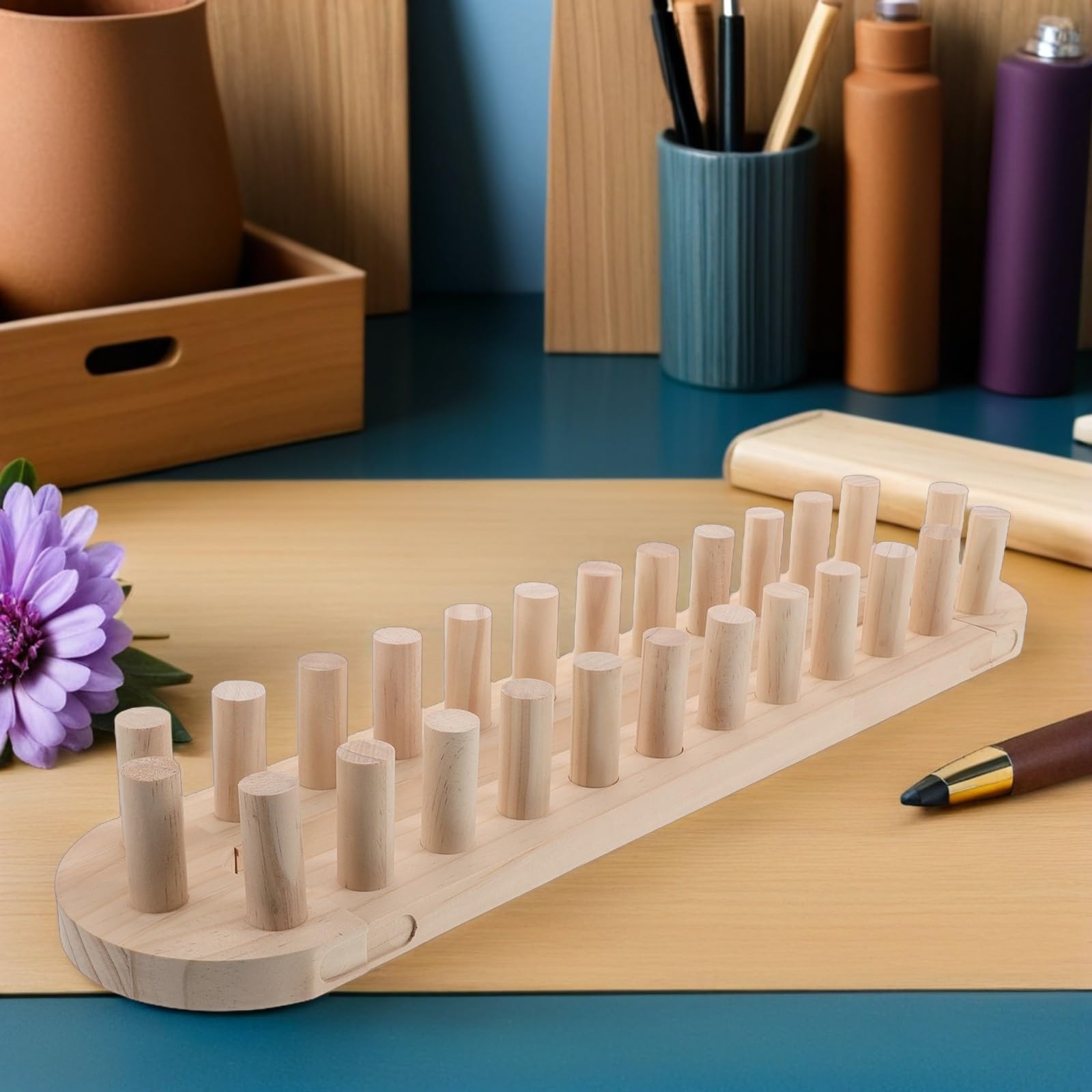 Cadre à Tricoter en Bois Multifonction pour Fabrication de Couvertures et Écharpes, Base Modulaire Réutilisable Accessoires de Tricot pour Usage à Domicile Studio