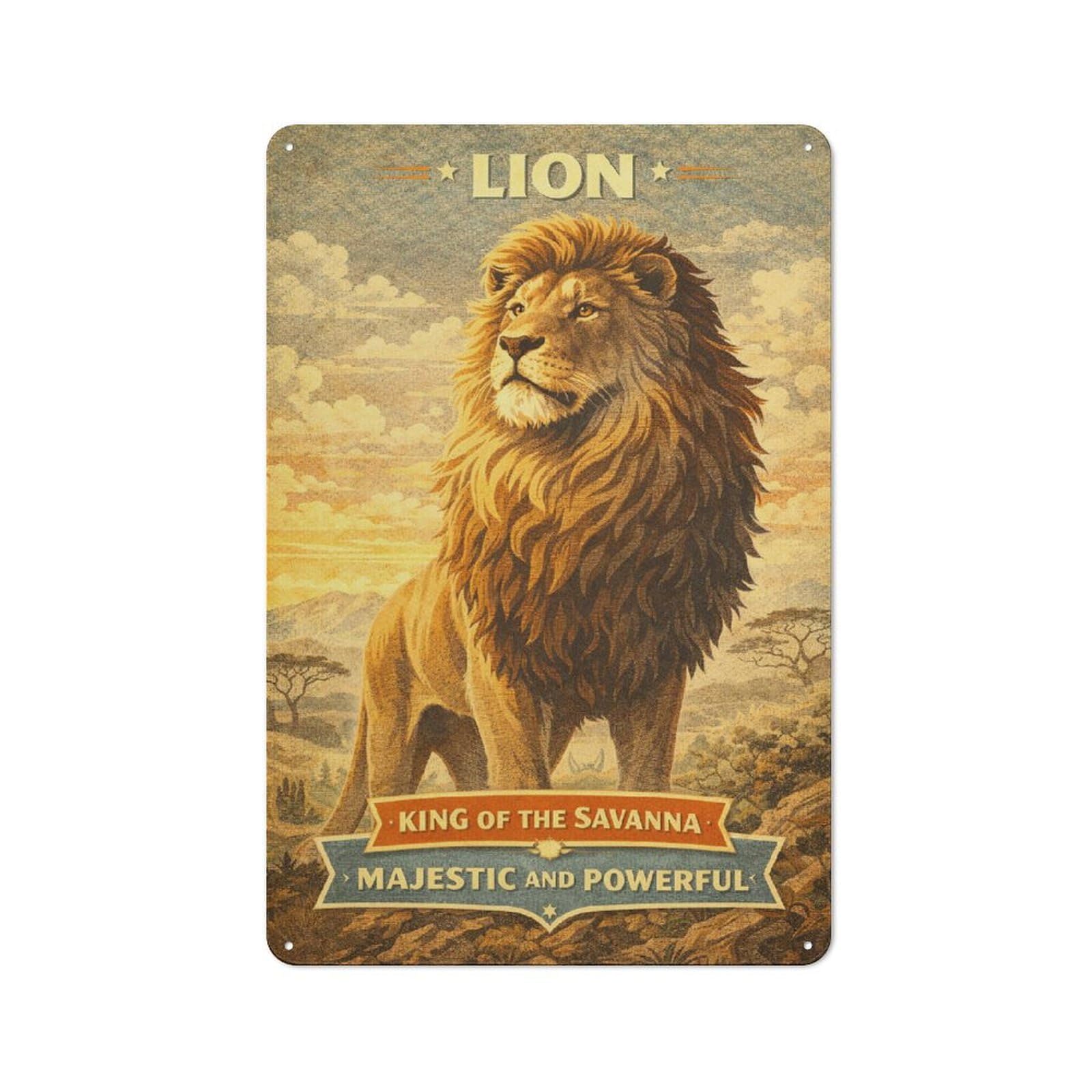 Smart Majestic Lion King of The Savanna Office Metal Sign 30x20cm, Creative Space Decor for Home Office, Reading Corner Or Bedroom