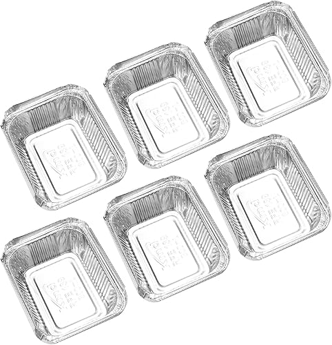 Othmro Sartenes de papel de aluminio de 5.5 x 4.3 x 1.7 pulgadas, bandejas desechables para llevar, 50 recipientes rectangulares de papel de
