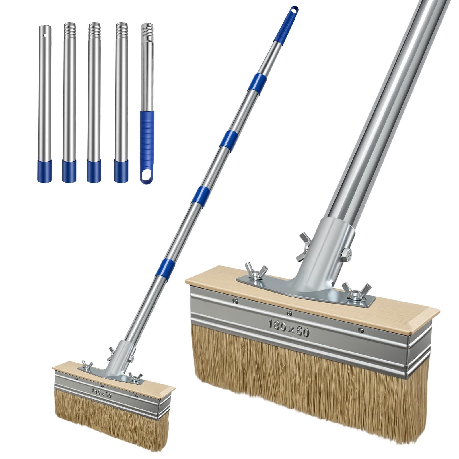 Golgner Flächenstreicher Pinsel mit Teleskopstange 135cm, Terrassenbürste mit Ausziehbarem Griff, Deckenbürste mit Langem Griff, Terrassenpinsel für den Außenbereich, für Wände Schränke Türen Zäune