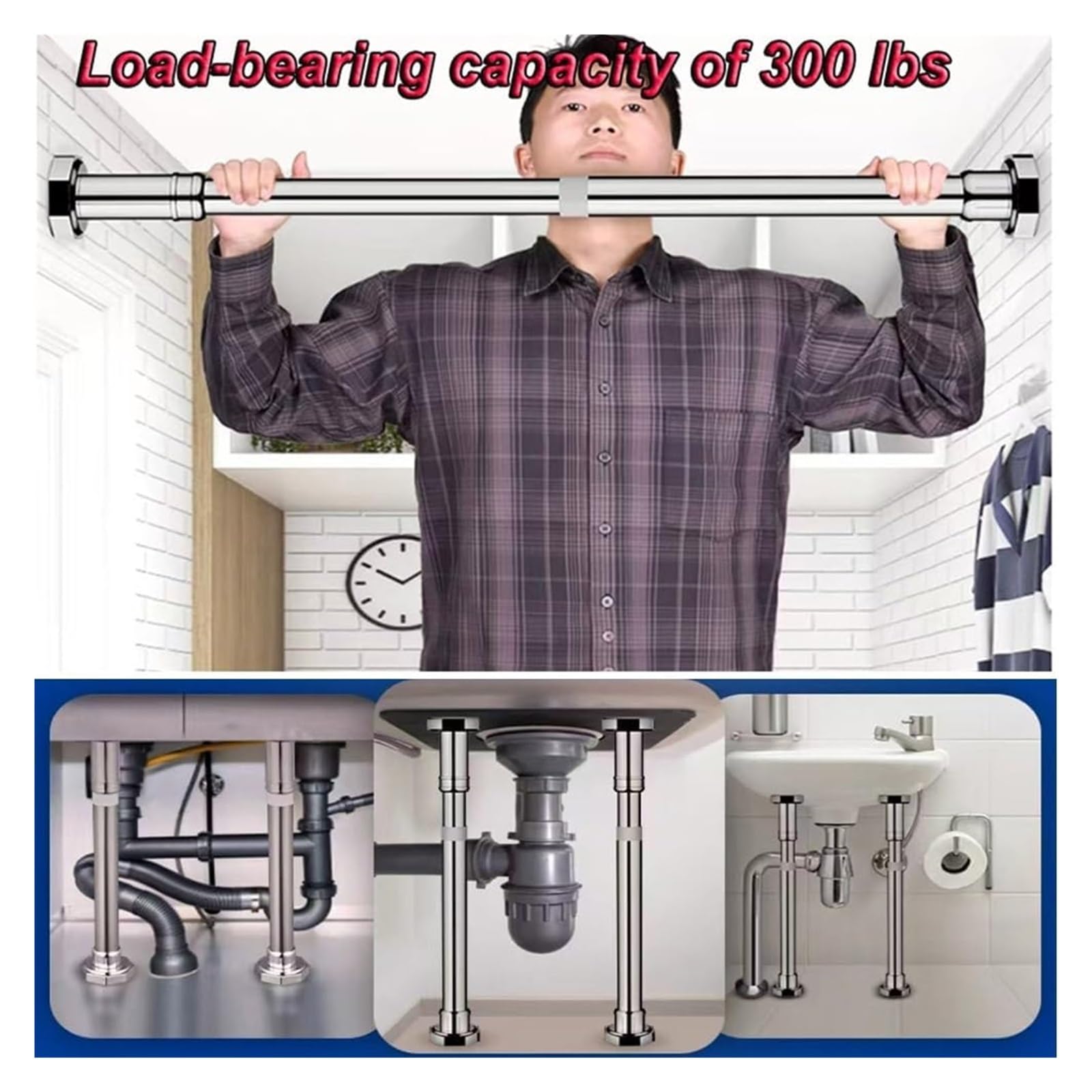 pręt podtrzymujący do zlewu podblatowego, Regulowany uchwyt do zlewu podblatowego(H 50 80cm/20" 32")