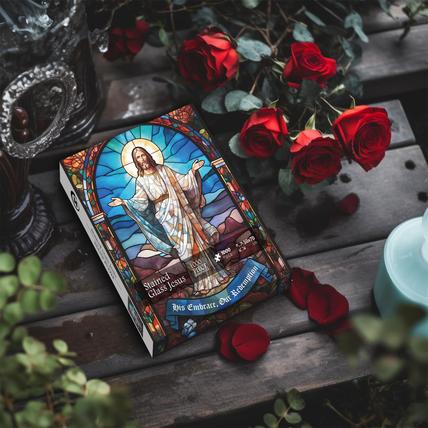 Jesus Christ Puzzles for Adults 1000 Pieces and up, Stained Glass Jigsaw Puzzle as Christian Decor, PICKFORU Easter Puzzle as Home Decor - Image 7