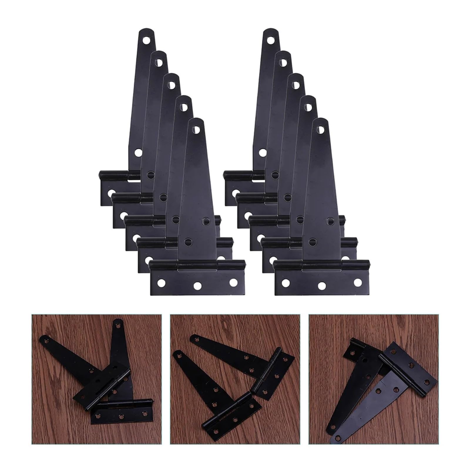 Paquete de 10 bisagras Triangulares for Puerta de Valla con herrajes, pestillo for Puerta de Patio, Valla de Madera, Puerta de Hierro, Granero en T