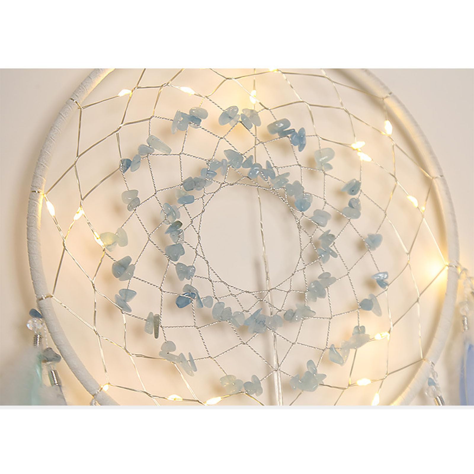 Traumfänger, Feder-Traumfänger for Schlafzimmer, Kinderzimmer, Wanddekoration, Auto-Hängeanhänger, Ornament mit LED-Licht, Traumfänger, hängende Traumfänger