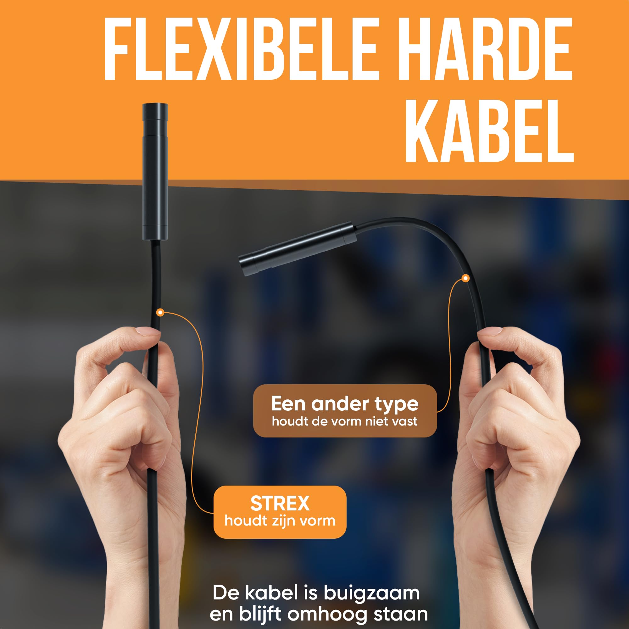 Endoscoop inspectiecamera 5 inch scherm 1080p HD digitale borescope inspectiecamera 6,35 mm waterdicht industriële endoscoop met twee-weg 210° stuurlens, slangencamera met 6 led-lampjes