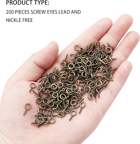 Miniatura 57 de 200 ganchos de metal para tornillos de 0.55 pulgadas/0.276 x 0.551 in, resistentes para hacer joyas de bricolaje, proyectos de arte y manualidades