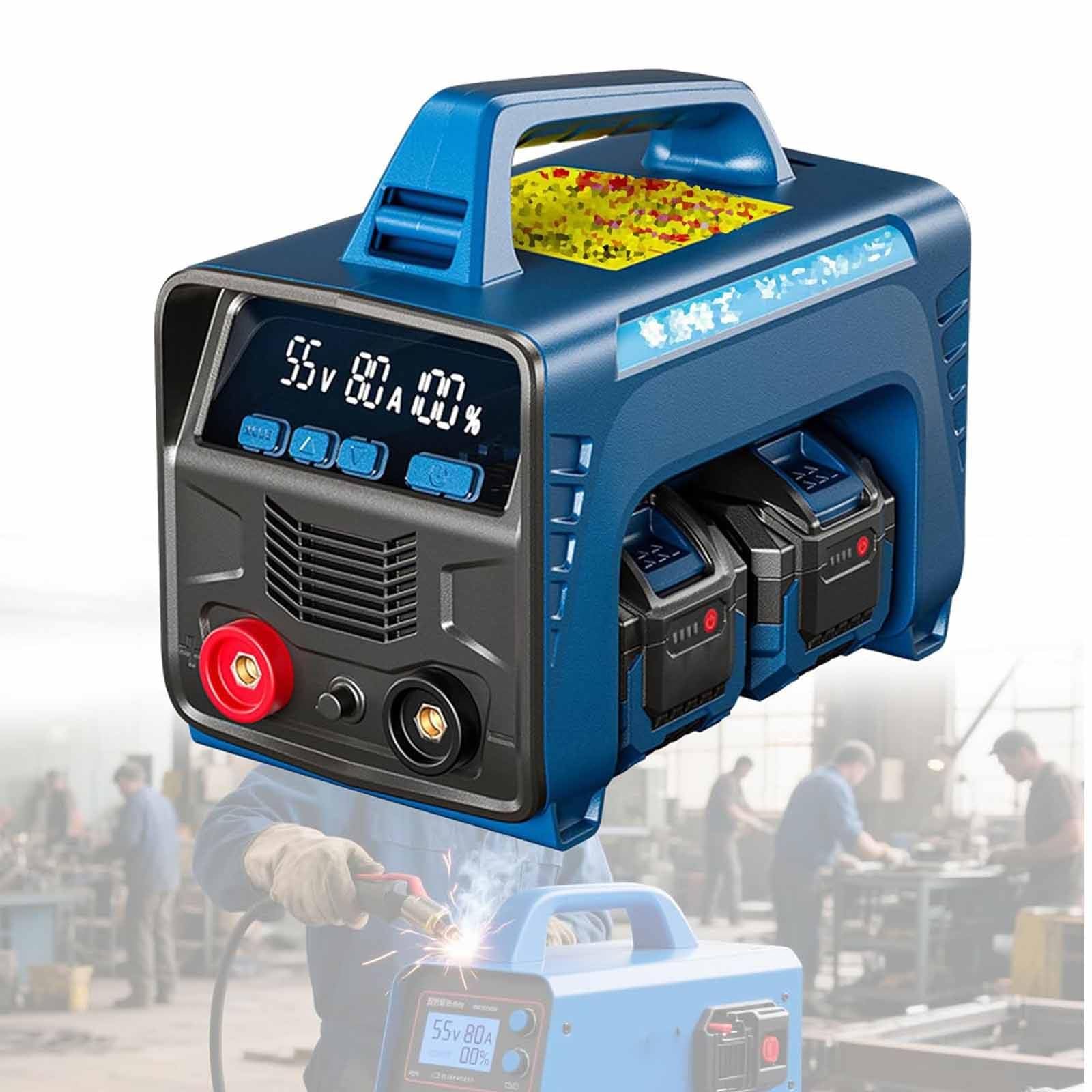 Saldatrice Portatile Senza Fili a Batterie, Saldatrice MMA ARC 160A con 4 Batterie da 6,0Ah, Display LED, Hot Start, Arc Force, Anti-Attacco, Saldatrice a Elettrodo Inverter Digitale IGBT