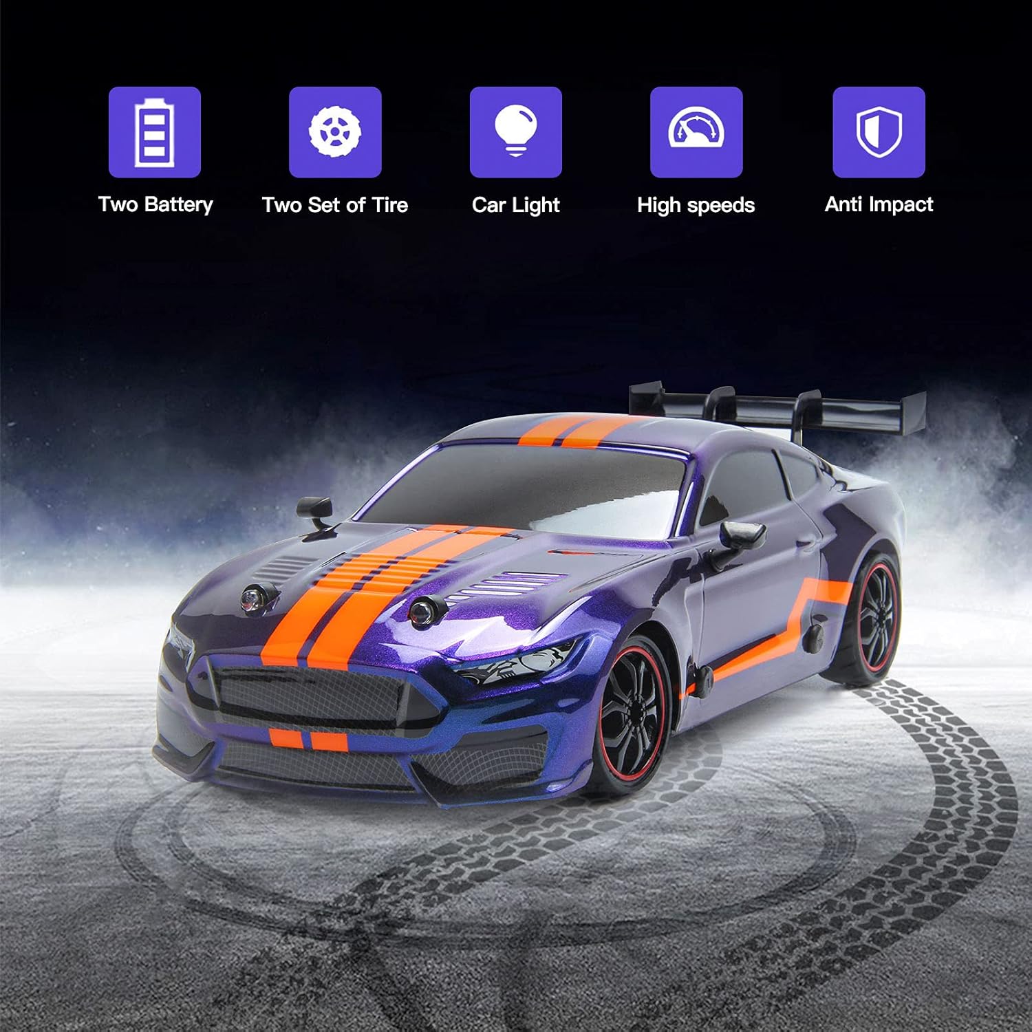 BESWIT Remote Control Toy Car GT Drift Car RC Sport Racing Car Hight Speed Drift Vehicle1/14 RC Car for Adults Kids Gifts, 4WD RTR vehicle with LED lights, Two batteries and Drift Tires + Racing Tires : Toys & Games