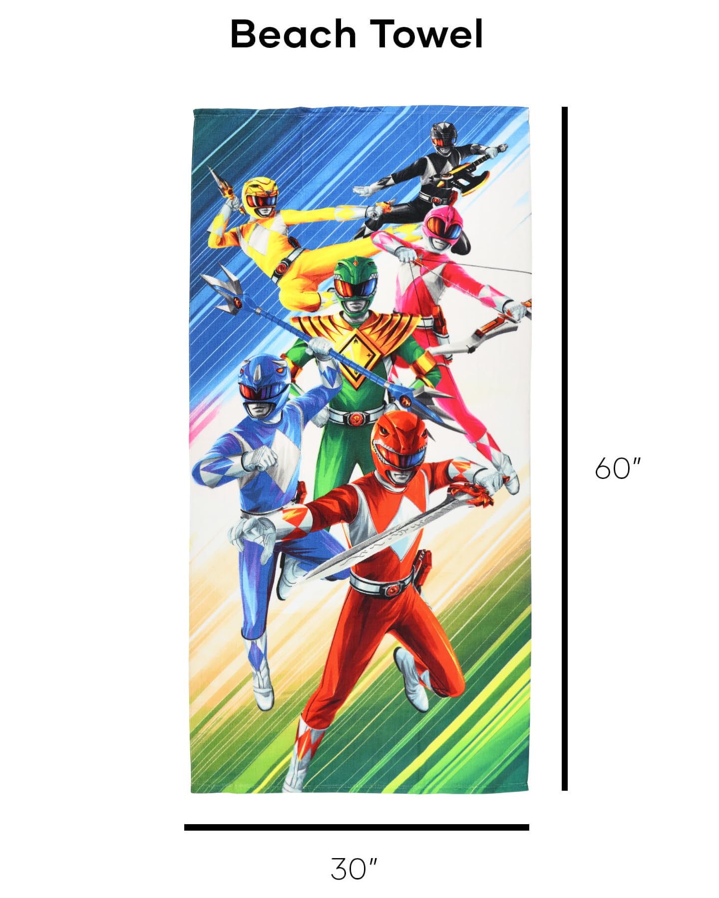 Northwest Toalha de praia Power Rangers Mighty Morphin em ação 76