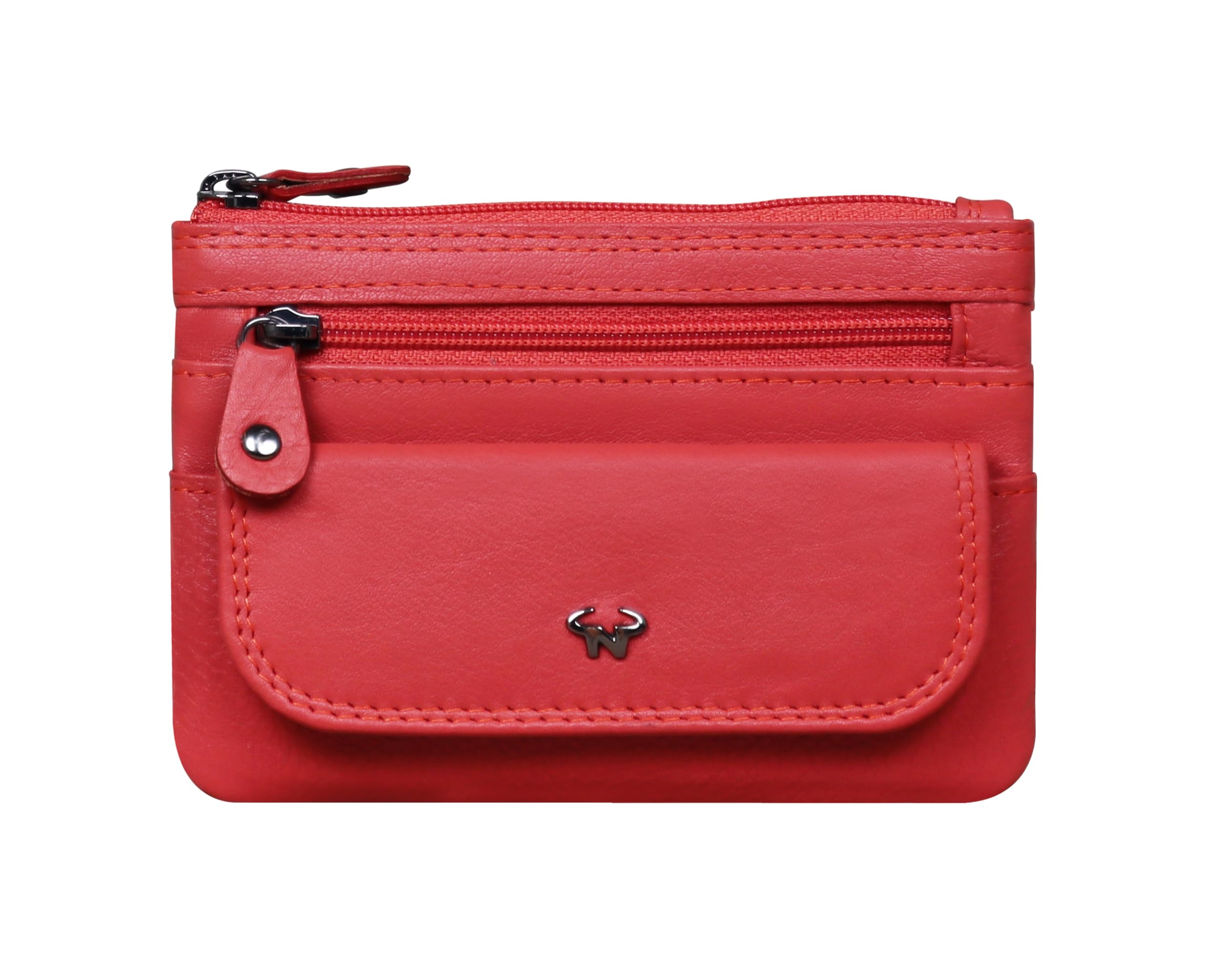 Genuine Leather Key Case Multi use Key and Coin Wallet with Zip and Flap Pocket-Leather Key Case Wallet-image-49