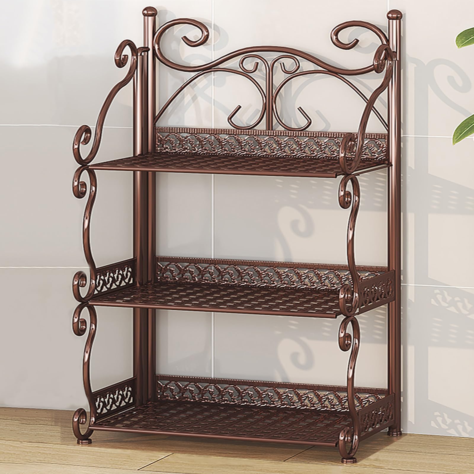 Armadietto Bagno, Organizer da Bagno Stretto, Scaffale per Cucina, Salvaspazio, Mobiletto Stretto con Telaio in Metallo, Scomparto Aperto, per Spazi Piccoli(Brown,65cm/25.6in)