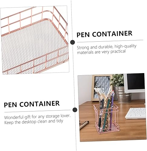 Miniatura 3 de STOBOK Juego de 3 soportes de almacenamiento de lápices de maquillaje cuadrados de metal y tallado hueco, cesta de acero inoxidable, contenedor de