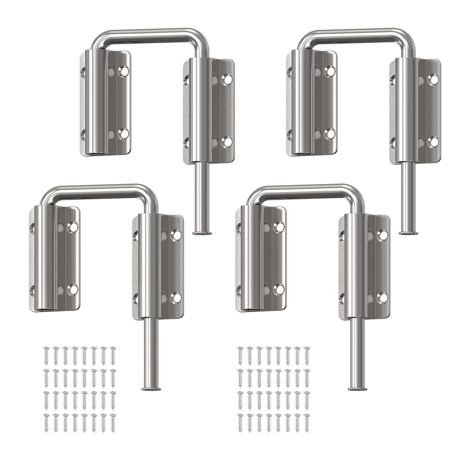 BiceNoning Upgraded Sliding Door Loop Lock, 90/180 Degree Multi-Angle Aluminum Alloy Gate Latches for Barn Door, Closet, Fence, Window, Patio - Security U-Bolt Latch Locks (Silver-4PCS)