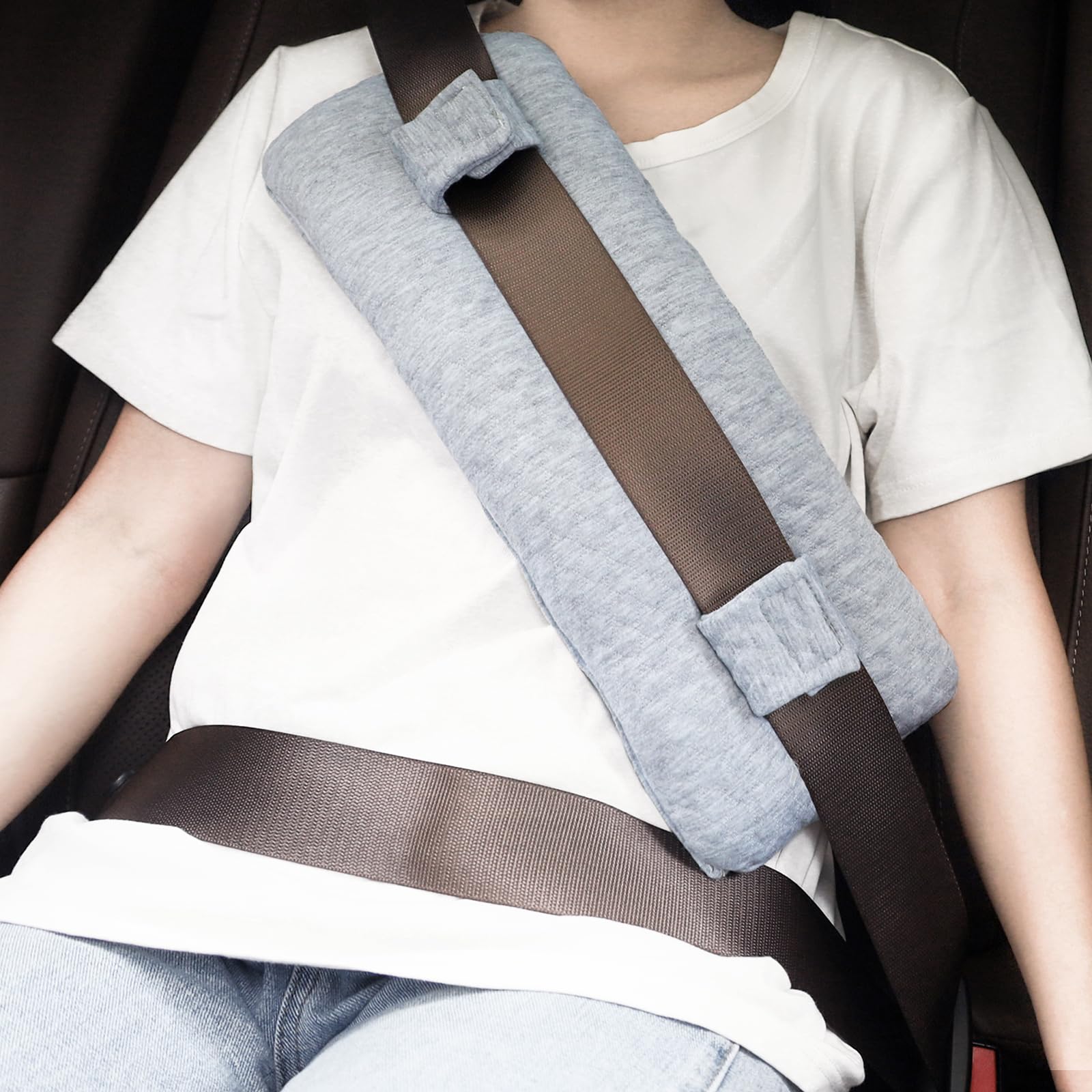 RoamReady Seat Belt Pillow for Mastectomy Post-Surgery, Heart Surgery Recovery Support Cushion Pad for Chest Chemo Port Pacemaker Bypass Hysterectomy Recovery Gifts for Women (Light gray)