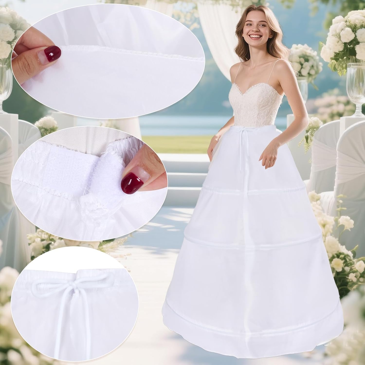 baotongle Women's Hoop Petticoat Crinline Underskirt Petticoat Skirt for Women Under Dress for Wedding Gown Tulle Slips Skirt - Image 4