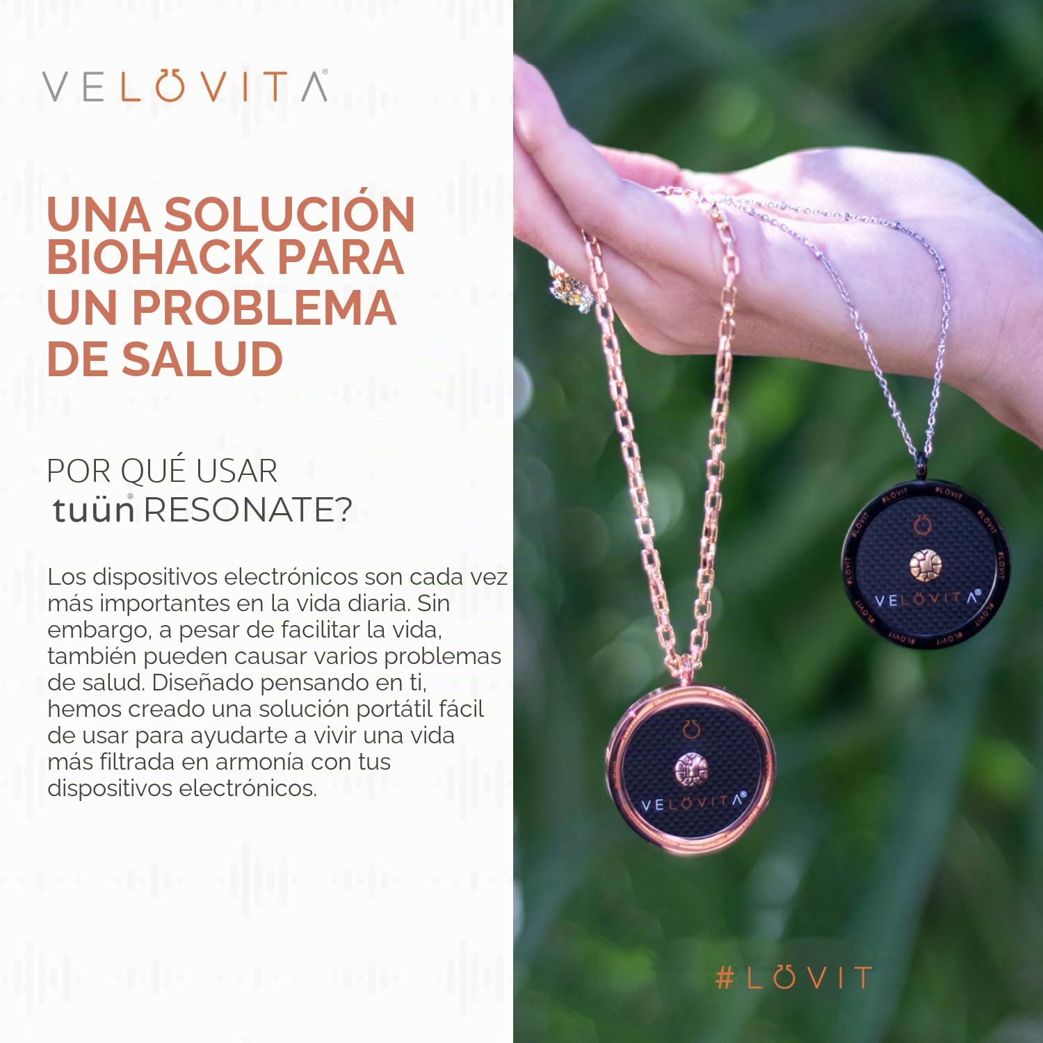 VELOVITA Tuün RESONATE con tecnología de mejora de biohacking, mejora la salud general y el bienestar, mejora la concentración y la calidad del sueño, color negro