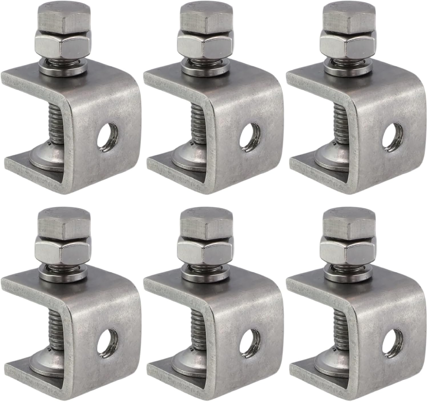 6Pcs Stainless Steel C Clamps Mini 1 Inch U Clamps (20mm) | Heavy Duty Metal Small C Clamp Set for Metal Working, Mini Tiger Clamp G-Clamp with Stable Wide Jaw Opening/I-Beam Design