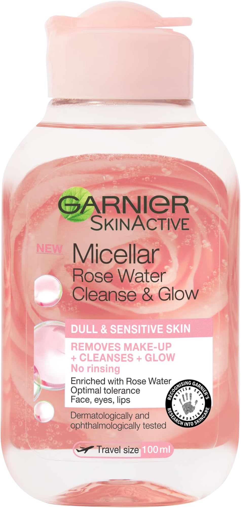 Micellar Rose Cleansing Water, Gentle face Cleanser & Makeup Remover, Hypoallergenic. Suitable For Dull And Sensitive Skin, Glow Boosting Formula, Dermatologically Tested, 100ml