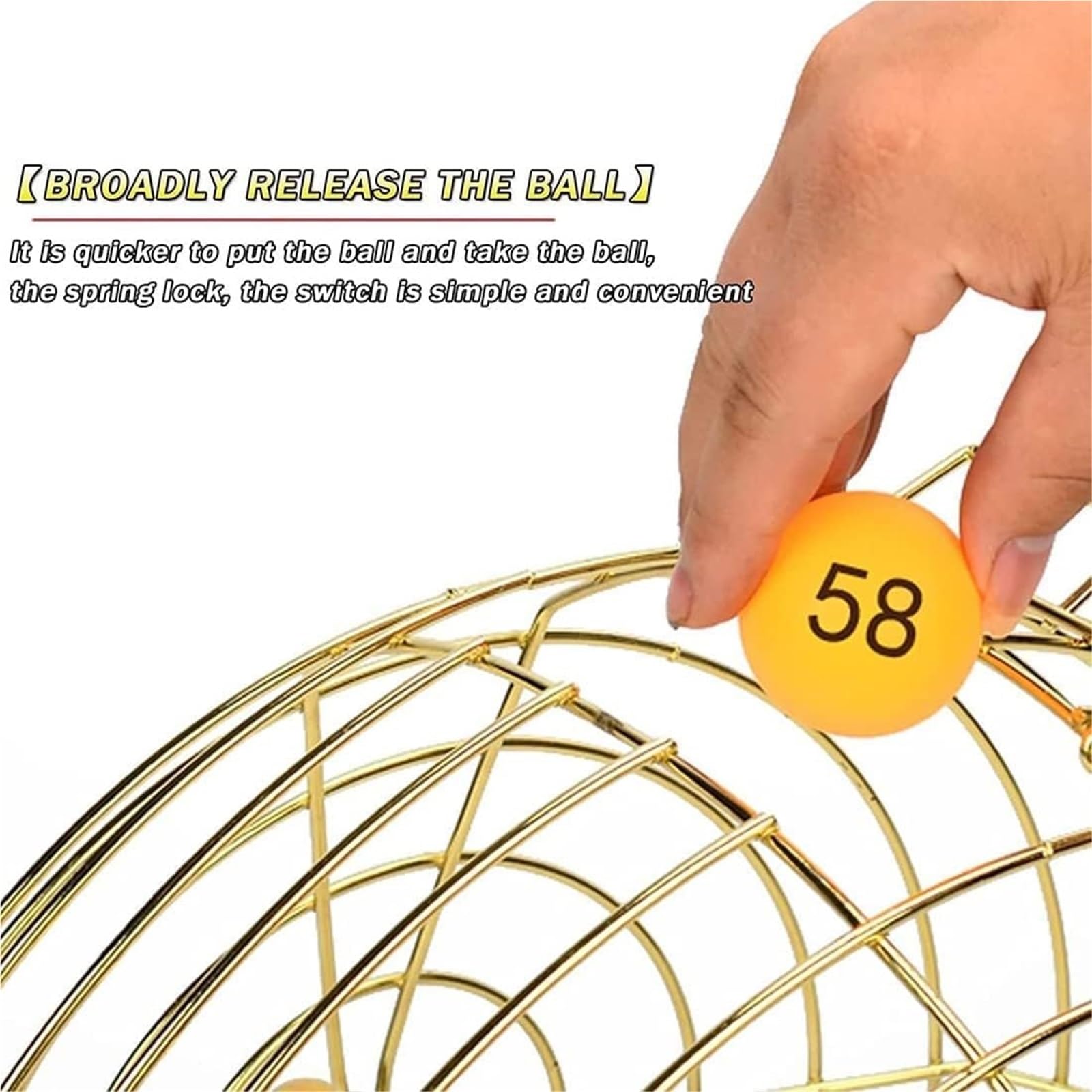 Tambor de rifa de Metal con 50 Bolas, máquina de lotería y Jaula de Bingo for Juegos de Fiesta.(Noir)