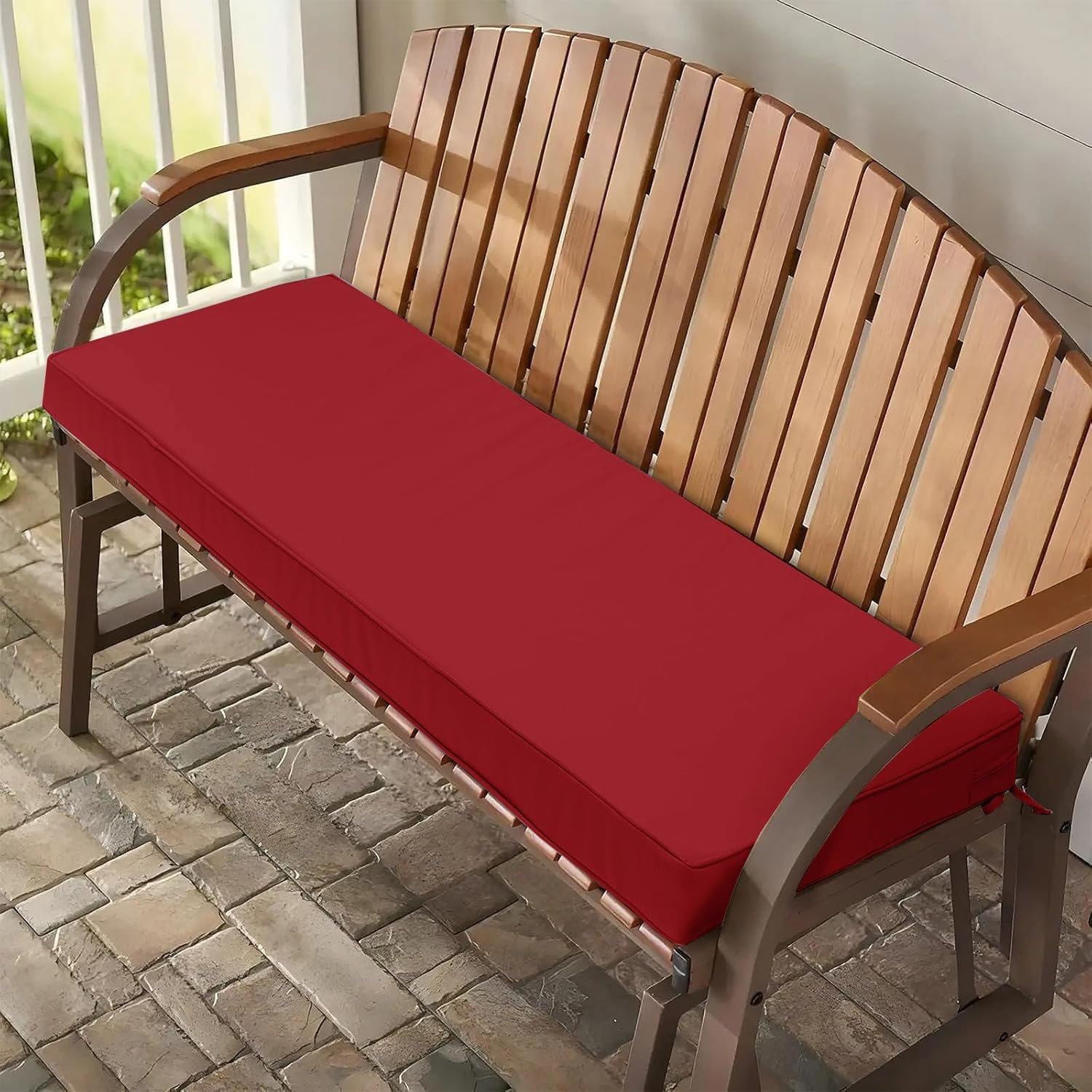 Fodera impermeabile antiscivolo per panca con bordo, 1 pezzo, per esterni/interni, patio, 124,5 x 61 x 10,2 cm, ideale per cuscini da seduta, lacci inclusi